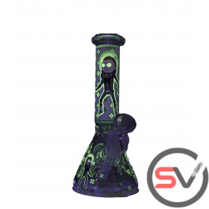 SPACE MARINE MORTY GLASS BEAKER With ICE CATCHER 8inch (GLOW IN DARK)